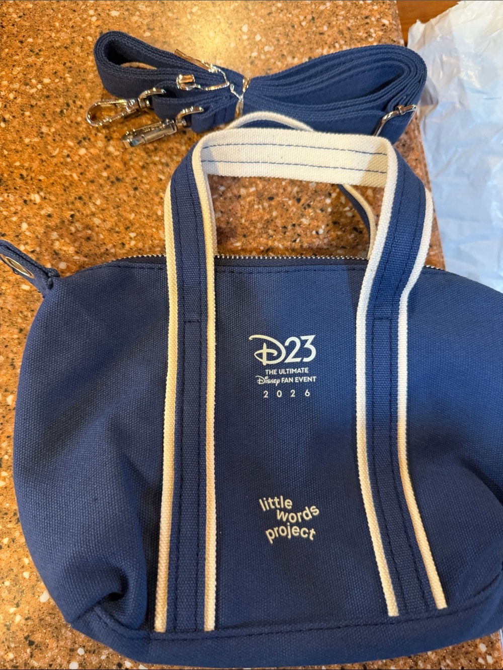 Disney D23 Navy and Cream Mini Tote Crossbody Bag